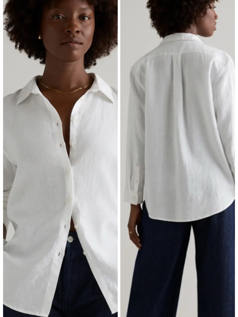 Quince White Linen Button-Down Shirt for Women